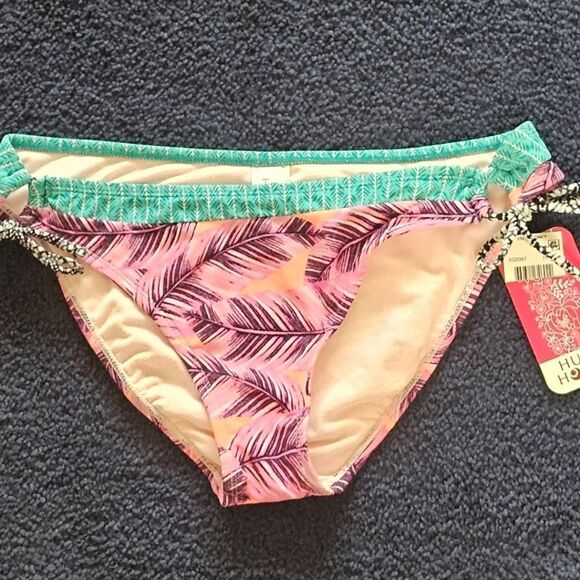 NWT HULAโHONEY Women's leaf Print PUSH-UP Bikini & Hipster Bottoms Swimsuit - Picture 4 of 13